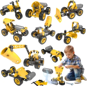 10 in 1 Kids STEM Building Toys, Electric Building Blocks Toys Set for 5 6 7 8  Year Old Boy, Educational STEM Learning Construction Excavator Kit for Kids Age 4-8 5-7 6-8 8-10