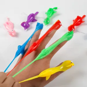 10-Piece Dinosaur Finger Catapult Stress Relief Toy - TPR Slingshot for Kids' Birthday Party Favors and Goodie Bags