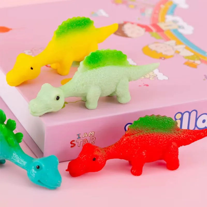 10-Piece Dinosaur Finger Catapult Stress Relief Toy - TPR Slingshot for Kids' Birthday Party Favors and Goodie Bags