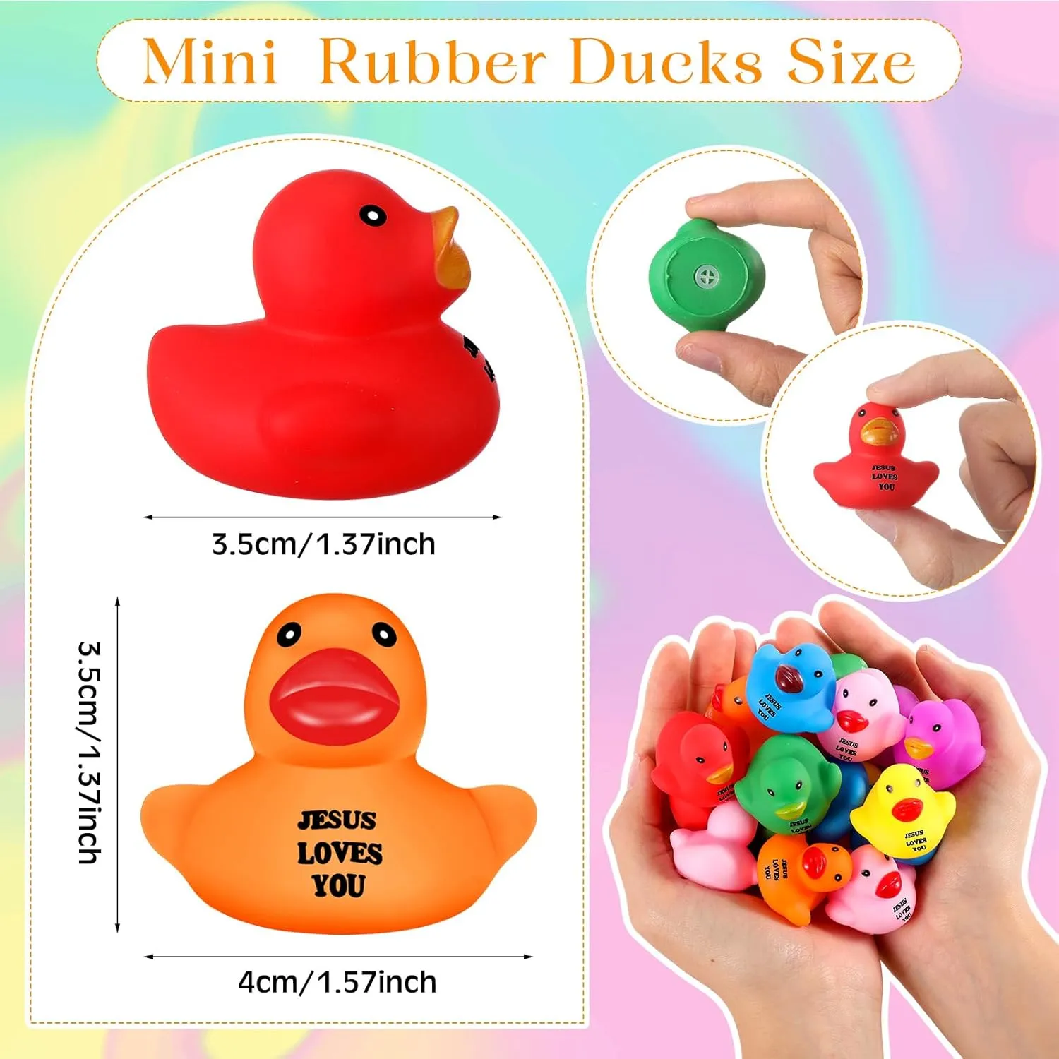 100 Pcs Little Jesus Rubber Ducks Figures in Bulk Mini Jesus Figures to Hide Rubber Duckies Tiny Toys Religious Bible Verse Bath Toy Gifts for Church Events (Jesus Loves You)