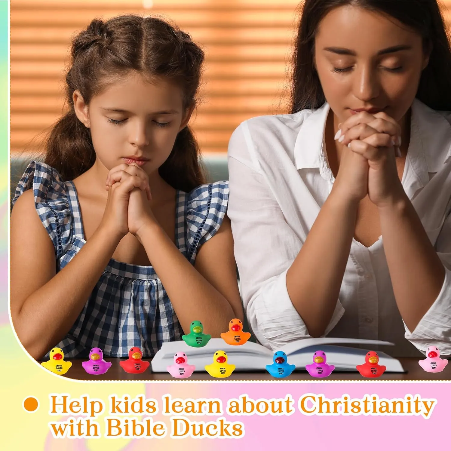 100 Pcs Little Jesus Rubber Ducks Figures in Bulk Mini Jesus Figures to Hide Rubber Duckies Tiny Toys Religious Bible Verse Bath Toy Gifts for Church Events (Jesus Loves You)