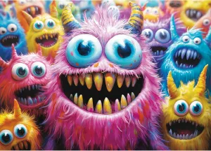 1000 Piece Puzzles for Adults,Colorful Monster Jigsaw Puzzle,Cute Funny Prank Puzzles 1000 Pieces,Creative Games and Gifts Difficult Cartoon Puzzle Home Decor Toy for Adults (27.5"x19.6"), 1:1 Poster