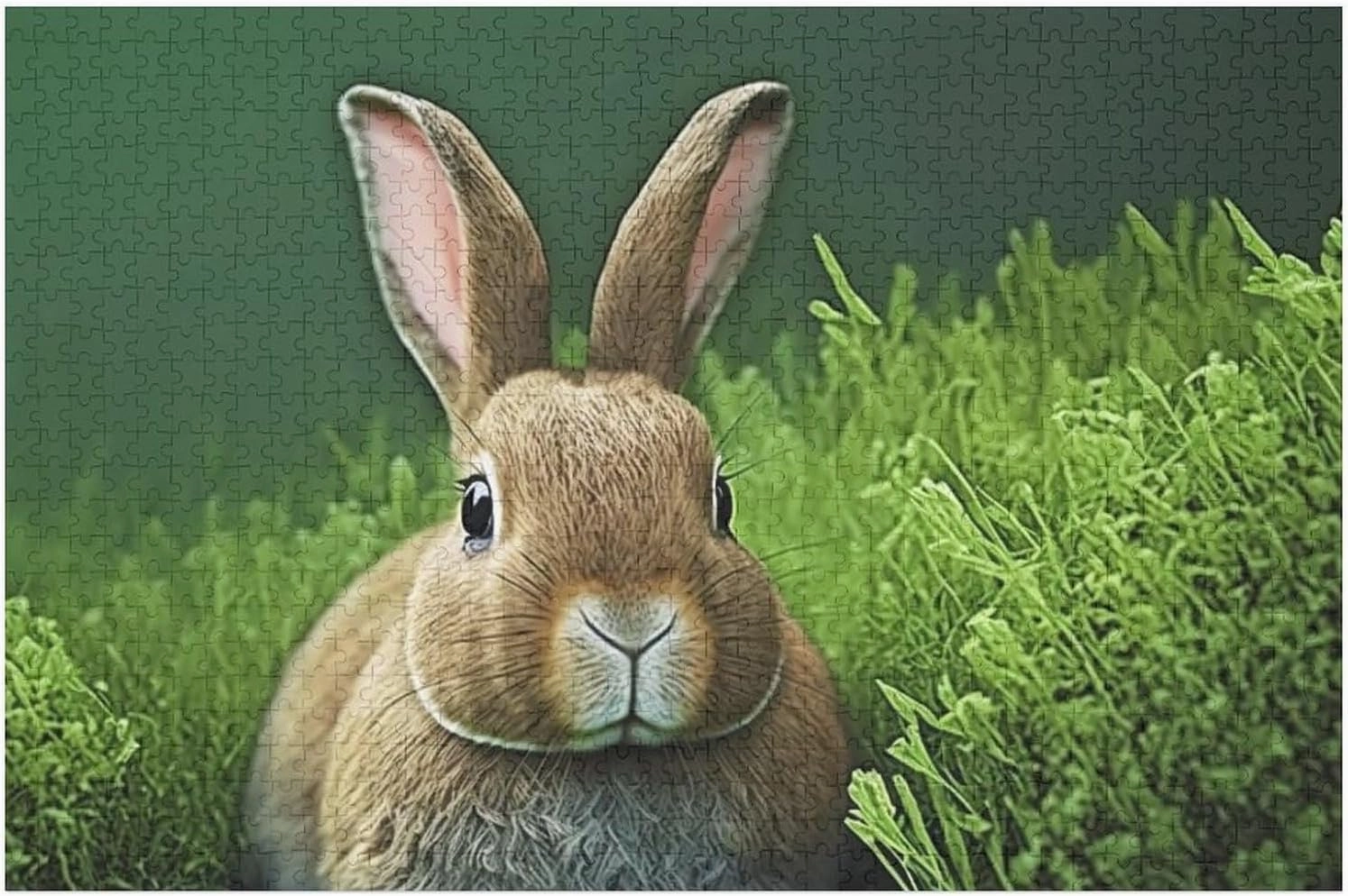 1000 Pieces Jigsaw Puzzle for Adults - Grassland Brown Bunny Puzzles - Spring Cute Animal Puzzle Challenging Educational Toys Gifts for Home Decor Family Activities