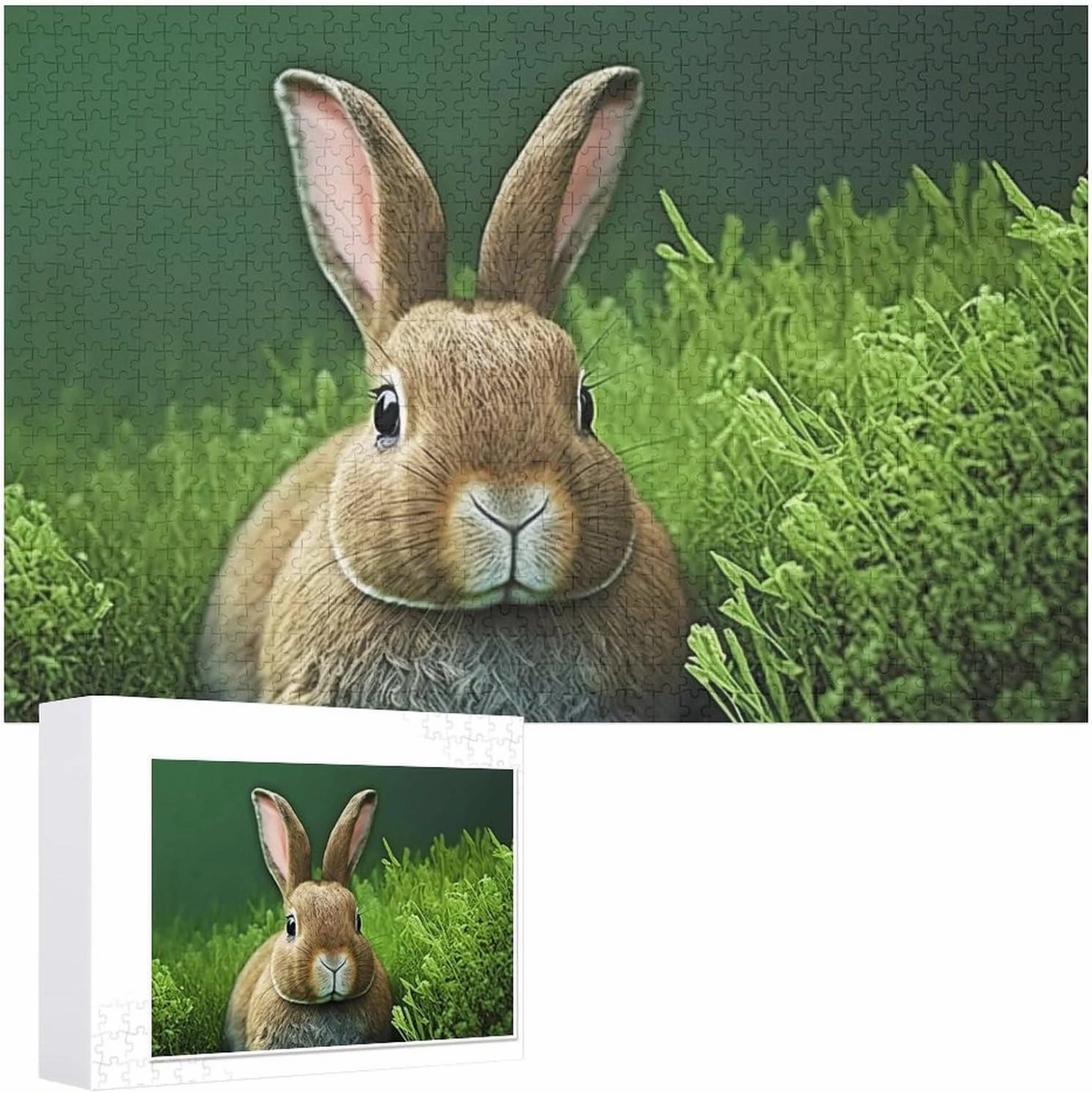 1000 Pieces Jigsaw Puzzle for Adults - Grassland Brown Bunny Puzzles - Spring Cute Animal Puzzle Challenging Educational Toys Gifts for Home Decor Family Activities