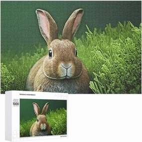 1000 Pieces Jigsaw Puzzle for Adults - Grassland Brown Bunny Puzzles - Spring Cute Animal Puzzle Challenging Educational Toys Gifts for Home Decor Family Activities