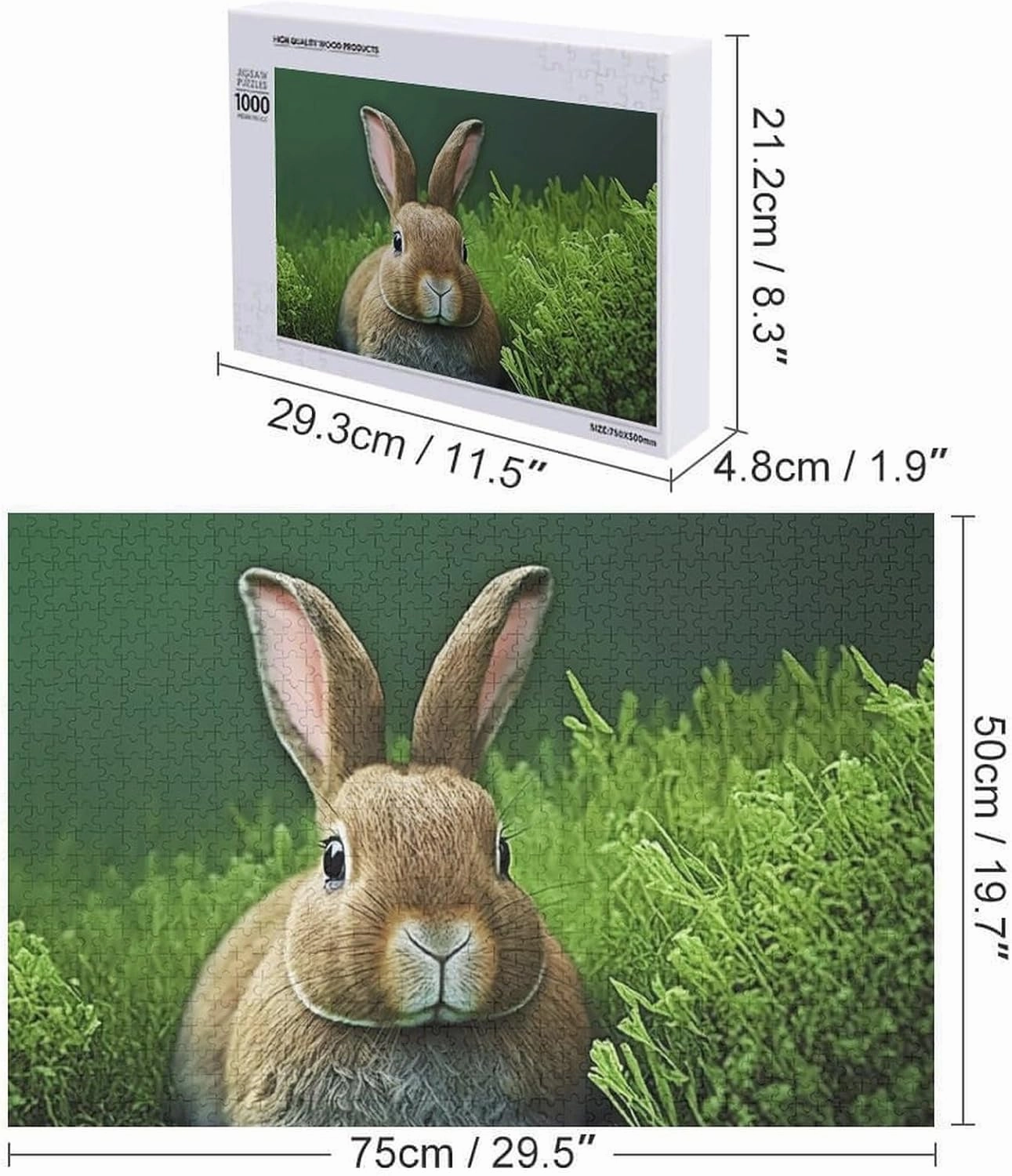 1000 Pieces Jigsaw Puzzle for Adults - Grassland Brown Bunny Puzzles - Spring Cute Animal Puzzle Challenging Educational Toys Gifts for Home Decor Family Activities