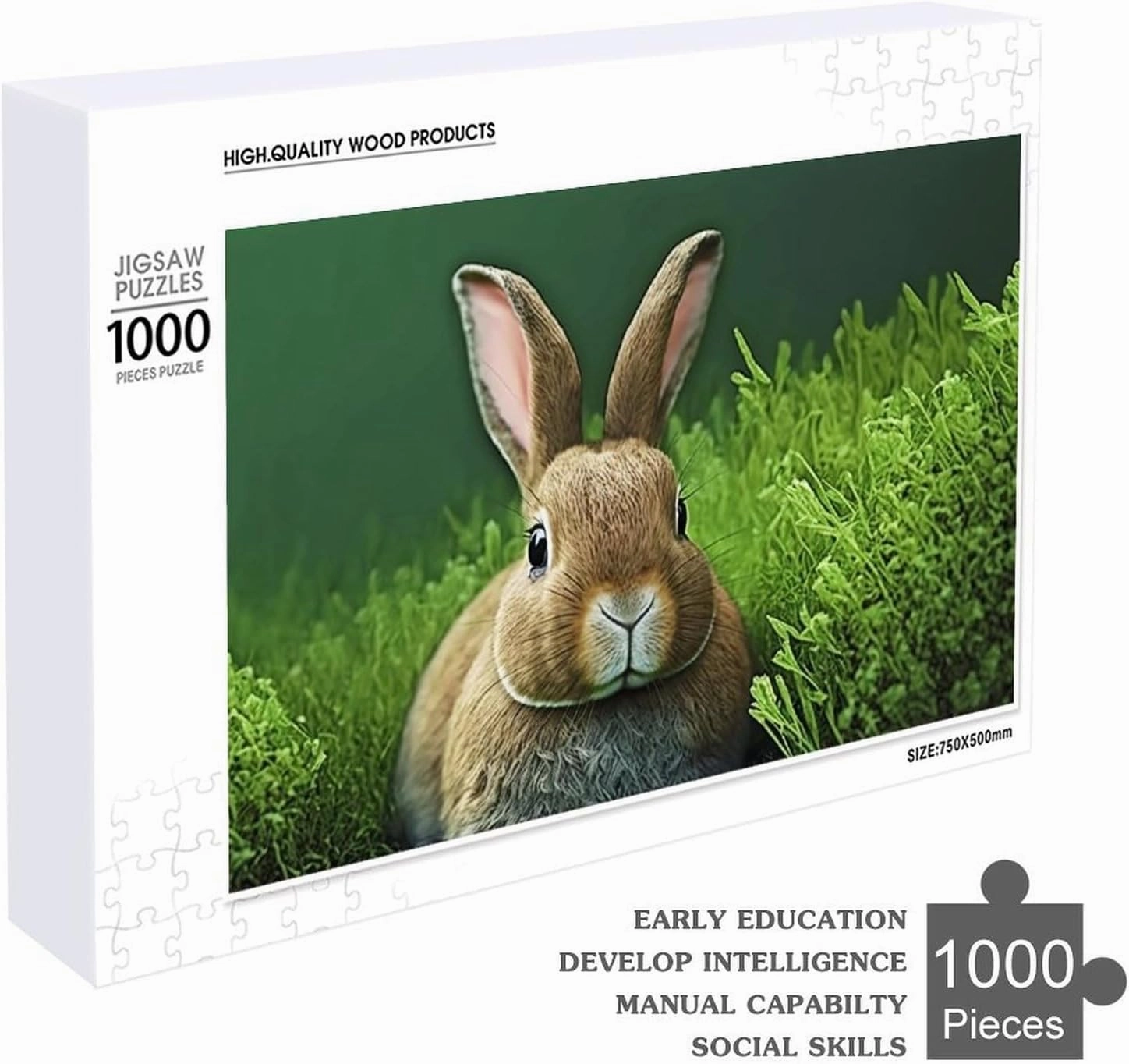 1000 Pieces Jigsaw Puzzle for Adults - Grassland Brown Bunny Puzzles - Spring Cute Animal Puzzle Challenging Educational Toys Gifts for Home Decor Family Activities