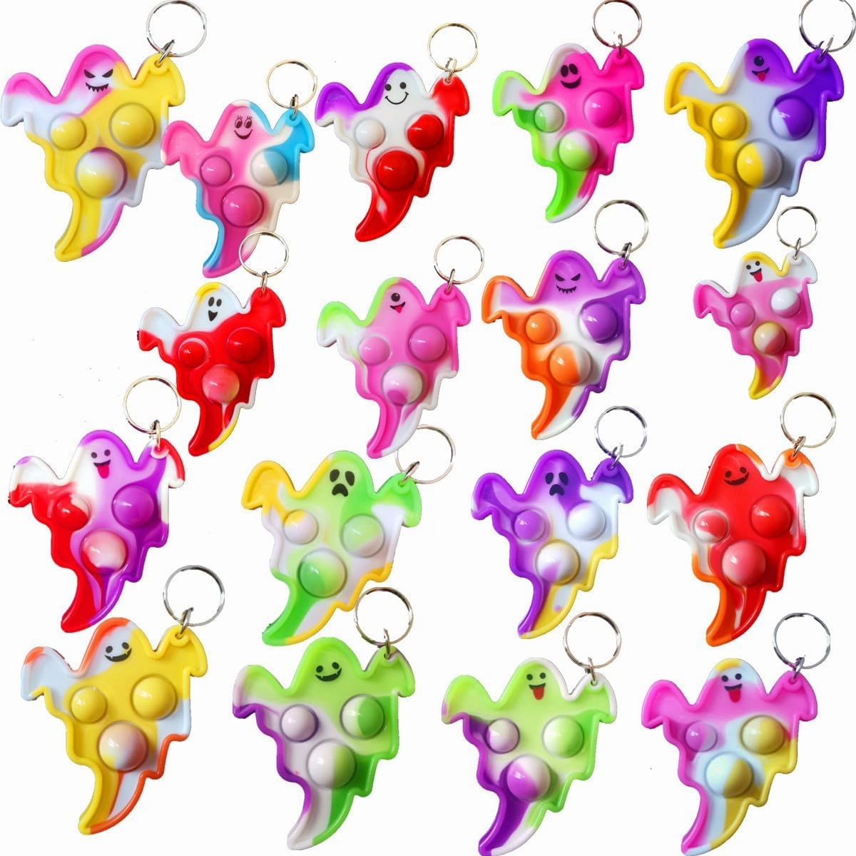 100 Packs Bulk Halloween Ghost Fidget Mini Pop for Kids Party Favors and Classroom Students Gifts