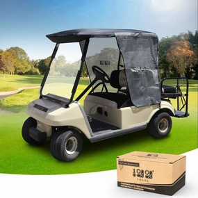 10L0L Golf Cart Sun Shade Cover for Club Car DS Precedent & EZGO TXT RXV, Superior UV Heat Blocking Polyester Mesh Canopy Cover, Durable & Easy Install (Black/Grey)