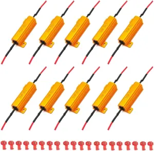 10PCS 50W 6ohm LED Load Resistors Decoders for Turn Signal Lights- Auto Replacement Resistors Fix LED Bulb Fast Hyper Flash Blink Error Code- Flickering LED Light Resistor for License Plate Lights DRL