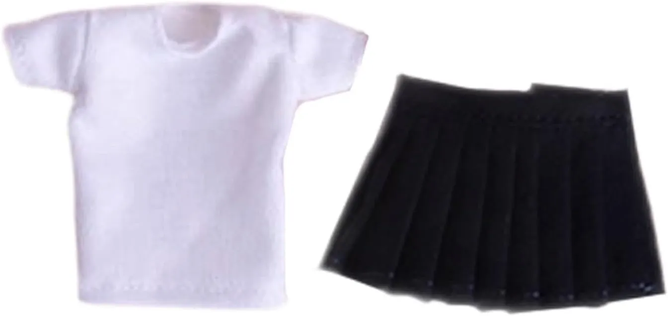 1/12 Scale Doll T Shirt,Action Figure Clothes with Short Skirt,Doll Clothes, Soft Doll Clothing Set Costume for 6 inch Figure