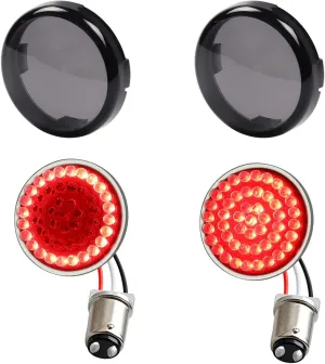 1157 Rear LED Turn Signal Lights, 2 Inch Bullet Red Brake Tail Light with Smoked Lens Cover for Harley Sporster 1200, Dyna, Road King, Street Glide, Softail 2020