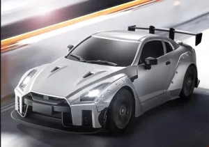 1/16 Scale RC Drift Car, 4WD Mini RC Vehicles Model with Gyro, Spare Tires & LED Lights for Adults Hobby Toy Gifts (Silver)