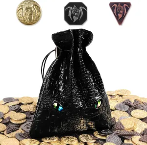 120PCS Metal, Silver & Copper DND Coins for DND Tokens, DND Accessories with PU Leather Bag as DND Gifts for DND Board Game Player, Fake Coins with Leather Bag of Colorful Eyes for Cosplay Board Game