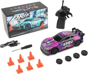 1:22 Scale 4WD RC Drift Car, 2.4G 15KM/H High-Speed RC Car with LED Lights & Dual Tires, RC Racing Toy for Adults