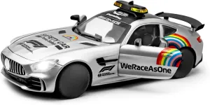 1/24 Diecast Metal Toy with Lights and Sounds, Mini Vehicles Toys Race Cars for Kids, Ages 3 and Up (Silver)