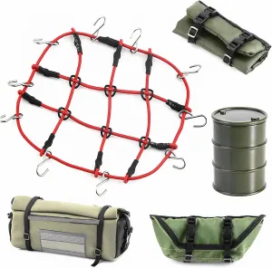 1/24 RC Crawler Decoration Simulation Decoration Mini Luggage Net Simulated Decorative Package Luggage Travel Bag Fuel Tank for 1/18 TRX4M 1/24 Axial SCX24 FCX24 FMS RC Crawler Car Accessories(Green)