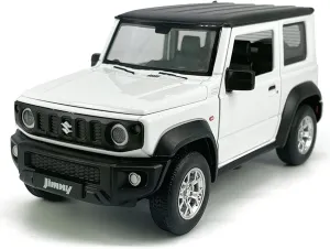 1:24 Scale 2021 Suzuki Jimny SUV Model Toy Car Metal Diecast Toy Vehicle, Doors Open, Light Sound, Pull Back, Toys for Boys Kids Gifts, Men Collection, Home Office Décor, White