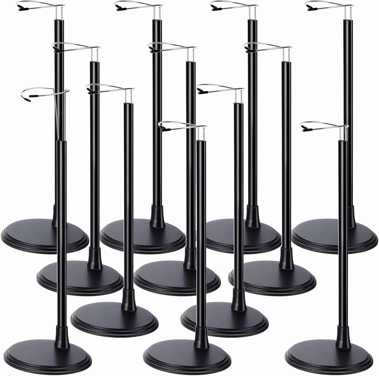 12 Pcs Adjustable Doll Stand Display Holder for 14 to 18 Inches Action Figure Stands with Expandable Waist Wire Bracket Support Dolls Display Rack for Home Shop Birthday Party(Black)