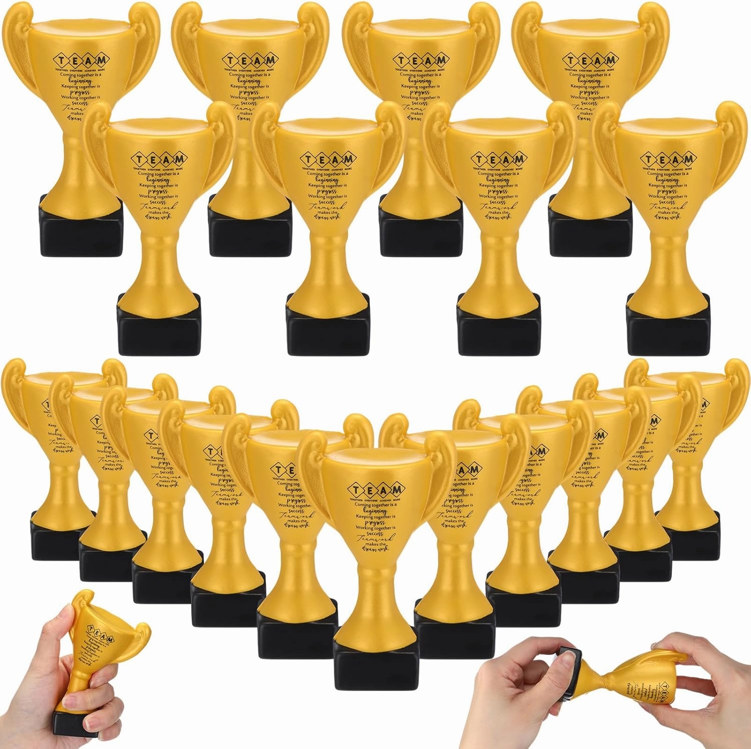 12 Pcs Relief Stress Appreciation Gift for Team, Employee Squeeze Trophy Inspirational Mini Trophy Stress Ball Bulk Recognition Award for Coworker Staff Team Teacher Nurse Doctor Graduation