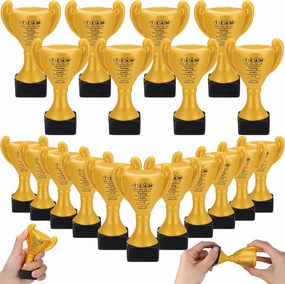 12 Pcs Relief Stress Appreciation Gift for Team, Employee Squeeze Trophy Inspirational Mini Trophy Stress Ball Bulk Recognition Award for Coworker Staff Team Teacher Nurse Doctor Graduation