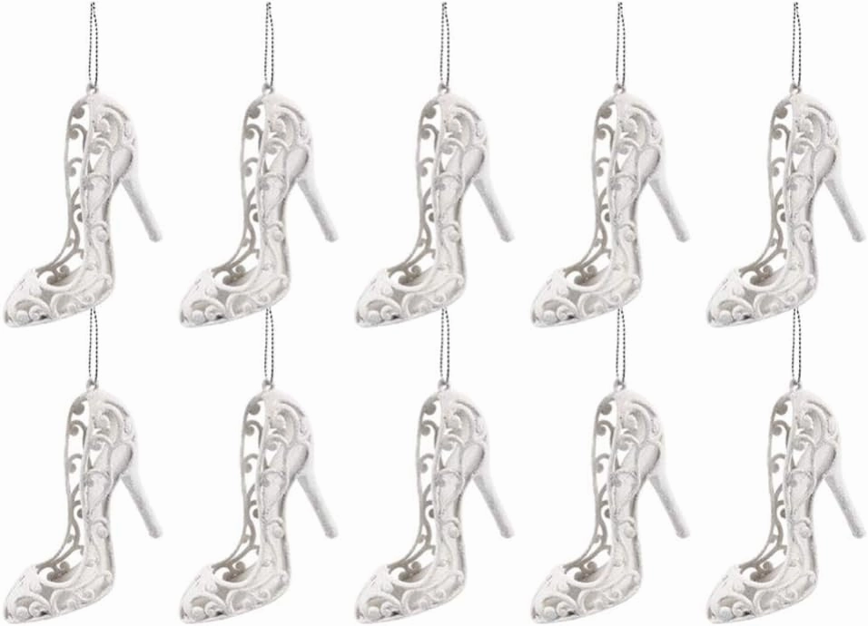 12Pcs Christmas Tree Ornaments Mini Princess High Heel Shoes Shape DIY Pendant Craft Jewelry Making Charms