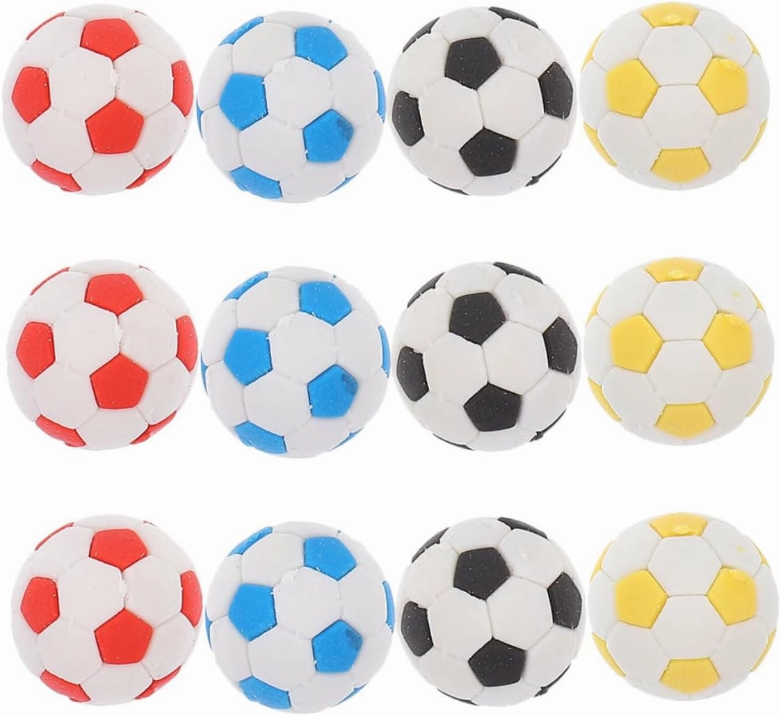 12pcs Cute Football Erasers Adorable Mini Erasers for Boy Girl Sports Party Favors Versatile for School and Home Use Fun Soccer Design