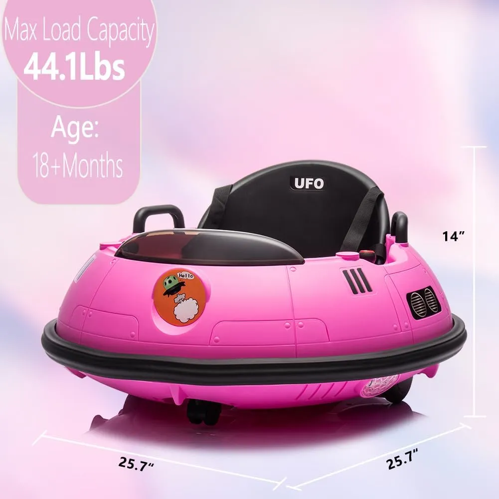 12V Kids Bumper Car with Remote Control, 360° Spin, 3 Speed Modes, LED Flashing Lights, Safety Belt, Music & Dual Joysticks, Battery Powered Ride-On Car for Toddlers and Children