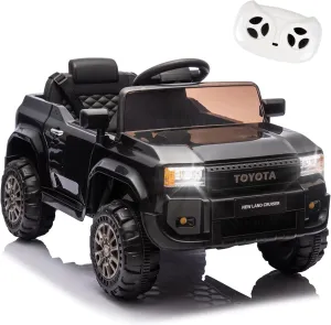 12V Kids Ride On Truck Car, Electric Car Toy with Four-Wheel Suspension, 12 Volt Battery Powered Cars for Children, Parent Remote Control, LED Lights, Bluetooth, Music, 2.49MPH Max Speed-Black