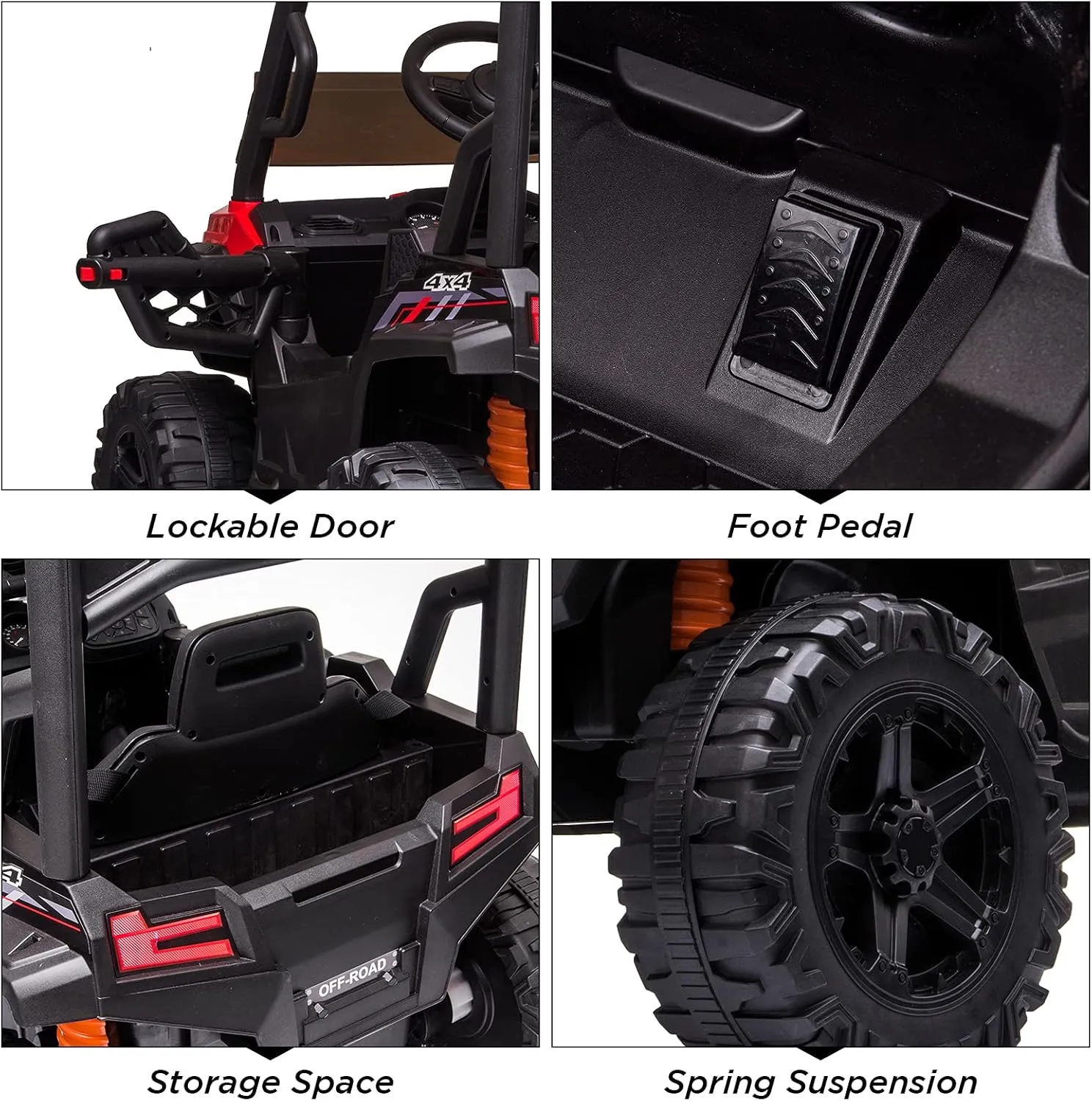 12V Kids Ride on UTV Electric Vehicle for Toddlers Battery Powered Ride On Car Toy with Remote Control, 4 Wheels Spring Suspension, LED Lights, Music, Red