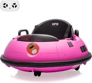 12V Ride On Bumper Car for Toddlers Electric Kids Ride On Toy Bumping Car with Remote Control, 360° Spin, Flashing Lights, Safety Belt, Music, Pink