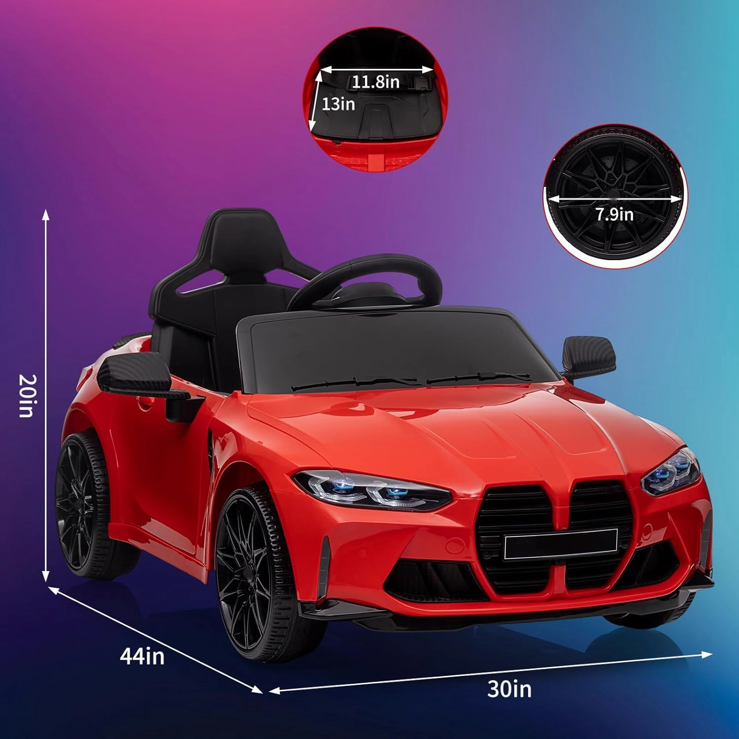 12V Electric Ride On Car w/Rc,Sports Car for Toddler Electric Vehicle for 37-83 Months,Power Wheels for Boys Girls, with Suspension System,3 Speeds, Bluetooth, Mp3, Double Door, Led Light,Red