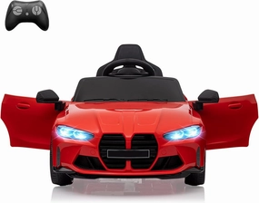 12V Electric Ride On Car w/Rc,Sports Car for Toddler Electric Vehicle for 37-83 Months,Power Wheels for Boys Girls, with Suspension System,3 Speeds, Bluetooth, Mp3, Double Door, Led Light,Red