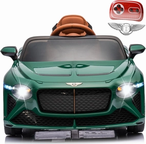 12V Kids Electric Ride on Cars Toys Vehicles for Toddlers 1-3 with Remote Control, Licensed Bentley Car for Kids, Power Wheels for Boys Girls to Drive w/Bluetooth/MP3/Light/3 Speeds(Green)