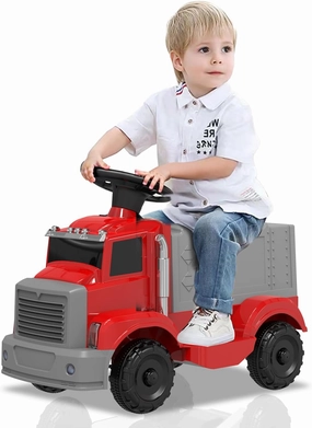12V Ride on Fire Truck, Electric Car for Toddlers 3-5, Kids Power Wheel with Sound Effects & Music, Toddler Battery Powered Ride on Toys with Headlights and 2 Powerful Motors, Red Large