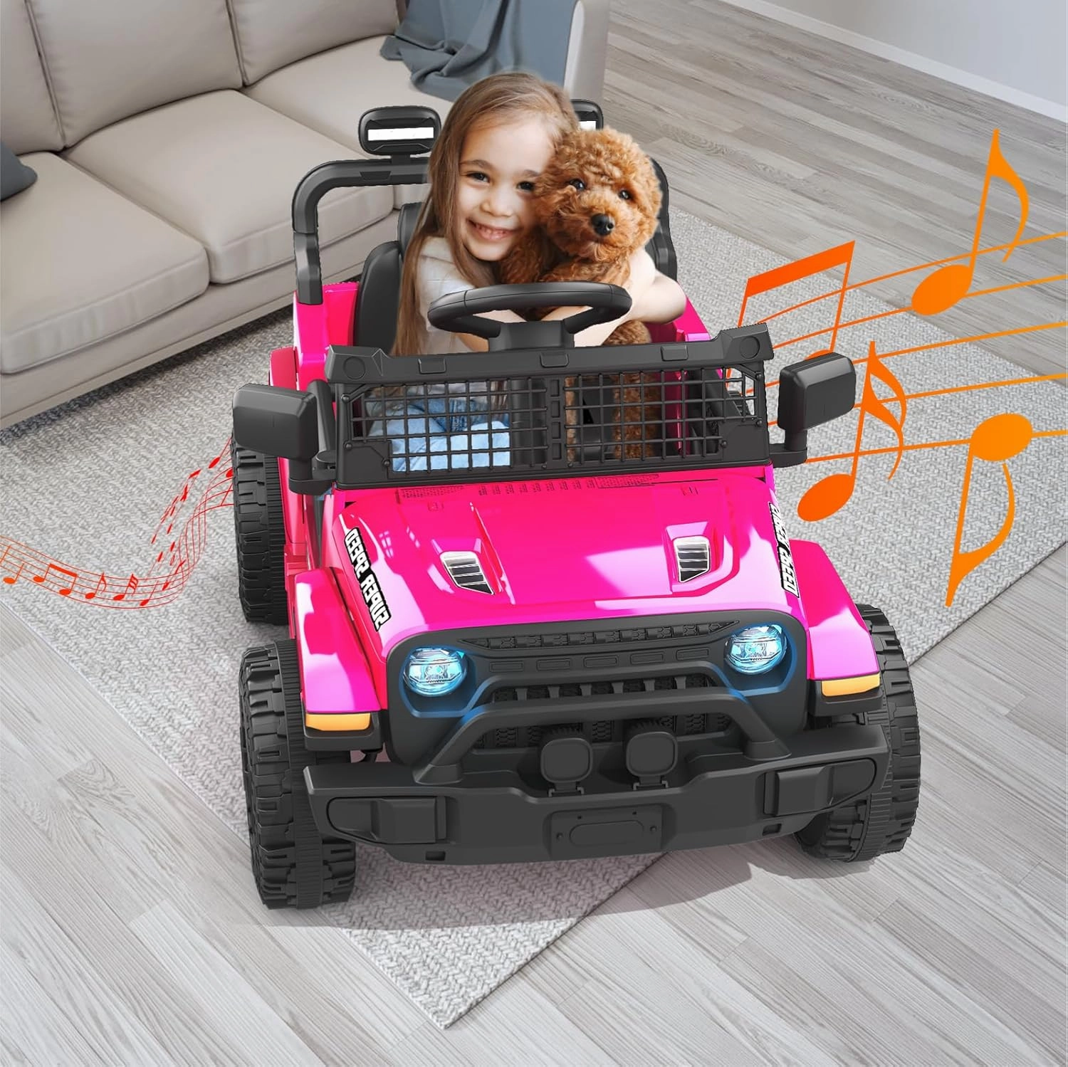 12V Ride on Truck Car with Parent Remote Control, Electric Toys with Spring Suspension, LED Lights & Music Player - Safe Toddler Battery Car for Kids, Easy to Assemble, Pink