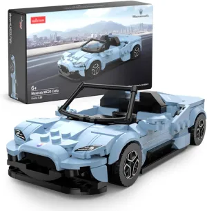 1:30 Model Car Kits for Maserati MC20, Sports Cars Toys Building Set with 370 Pcs Blocks, Free Wheel, Cool Decorations, Ideas Collectibles Gifts for Boyfriend, Adults, Blue