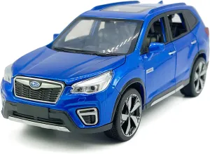 1:30 Scale 2021 Subaru Forester e-Boxer SUV Model Toy Car Metal Diecast Toy Vehicle, Doors Open, Light Sound, Pull Back, Toys for Boys Kids Gifts, Men Collection, Home Office Décor, Blue