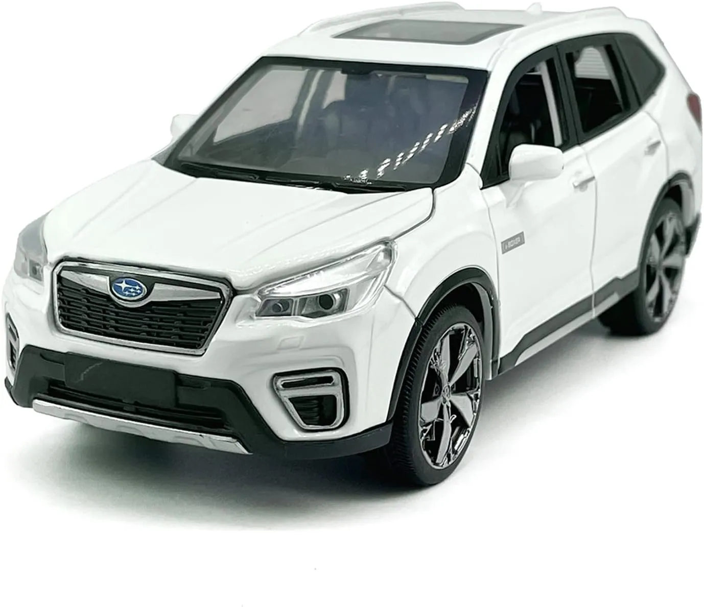 1:30 Scale 2021 Subaru Forester e-Boxer SUV Model Toy Car Metal Diecast Toy Vehicle, Doors Open, Light Sound, Pull Back, Toys for Boys Kids Gifts, Men Collection, Home Office Décor, White
