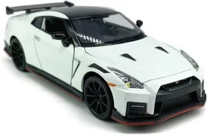 1:32 Scale 2023 Nissan GT-R Nismo (R35) Sports Car Model Toy Car Metal Diecast Toy Vehicle, Doors Open, Light Sound, Pull Back, Toys for Boys Kids Gifts, Men Collection, Home Office Décor, White