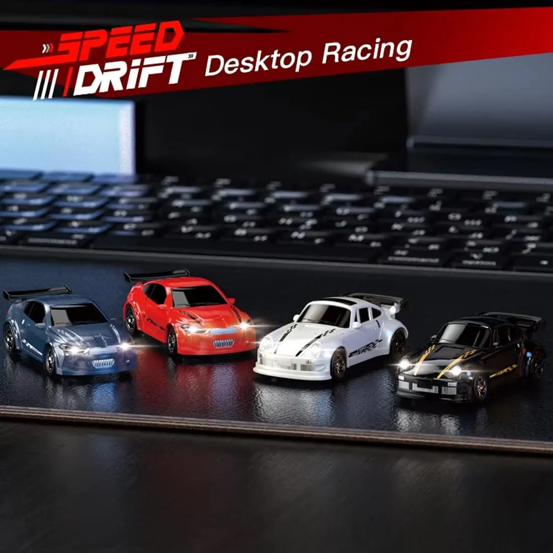 1/64 Scale Drift RC Car, 2.4Ghz Desktop Mini Racing Drift Remote Contrl Car Model, Adjustable Sports Vehicle Hobby Gift for Adults