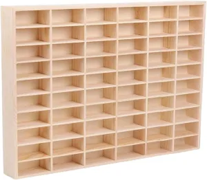 1:64 Scale Toy Car Display Case Organizer Storage, Wooden Wheel Rack Wall Mounted with 60 Compartments, Stylish Diecast Car Display Rack for Toy Car, Collectibles, Figurines (52x4x35.6cm)