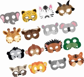 16 Pieces Animal Mask Set for Jungle Zoo Party Classroom School Supplies Farm Barnyard Theme Birthday Favors