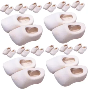 16pairs Miniature Wooden Shoes Keychain Blank Wooden Klompen for Dollhouse Decor Creative House Adornment Crafts Smooth Fun for Miniature Projects