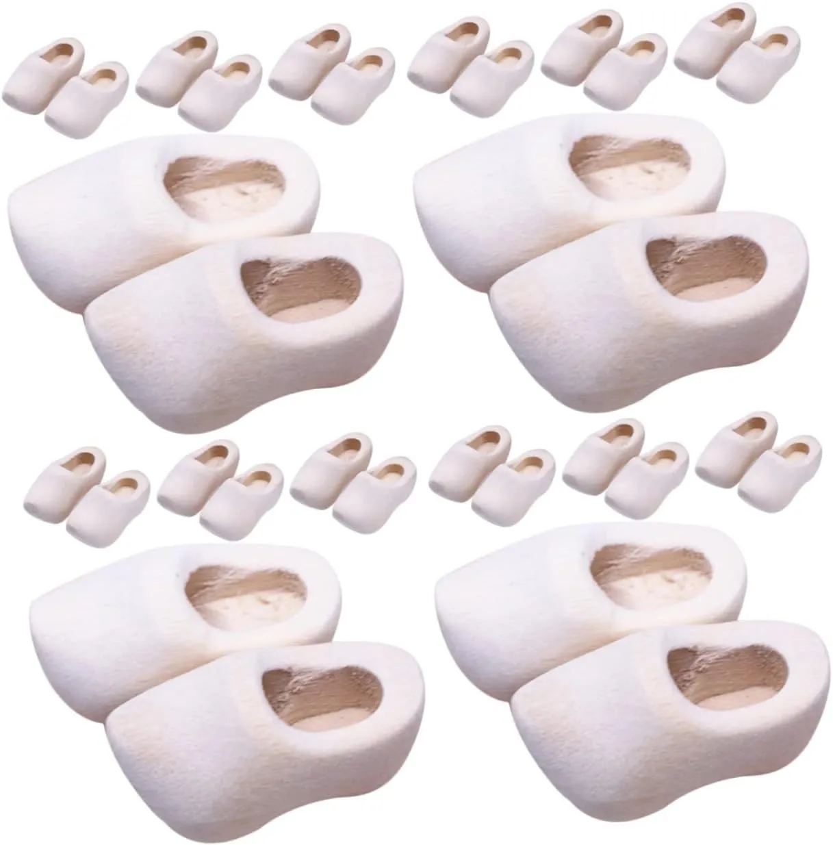 16pairs Miniature Wooden Shoes Keychain Blank Wooden Klompen for Dollhouse Decor Creative House Adornment Crafts Smooth Fun for Miniature Projects