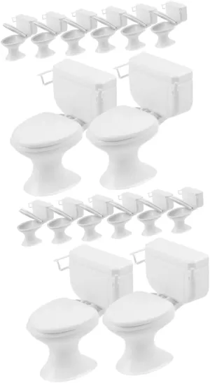 16pcs Miniature Doll House Toilets Decorative Bathroom Accessories for Scale Models Compact Lightweight Design for Scene Layouts and Playtime Fun