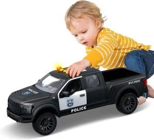 16" Big Police Pickup Truck Toy – Friction Powered Police Car Toy with Lights and Sounds for Boys Ages 3 4 5 6 7