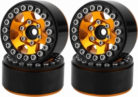 1.0 Wheel Rims RC Metal Beadlock Wheels Rims for All 1/24 Scale FCX24 Axial SCX24 Deadbolt AX24 1/18 TRX4M RC Crawler Car Upgrades Accessories (Star Shape-Orange)