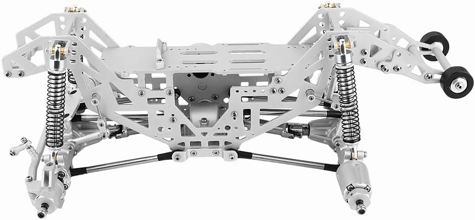 1:18 Metal Upgrade Chassis Frame with Axles Gearbox for RC LOSI Mini LMT 1/18 Digger Monster Truck Brushed RTR LOS01026 Metal Upgrade Parts (Silver)