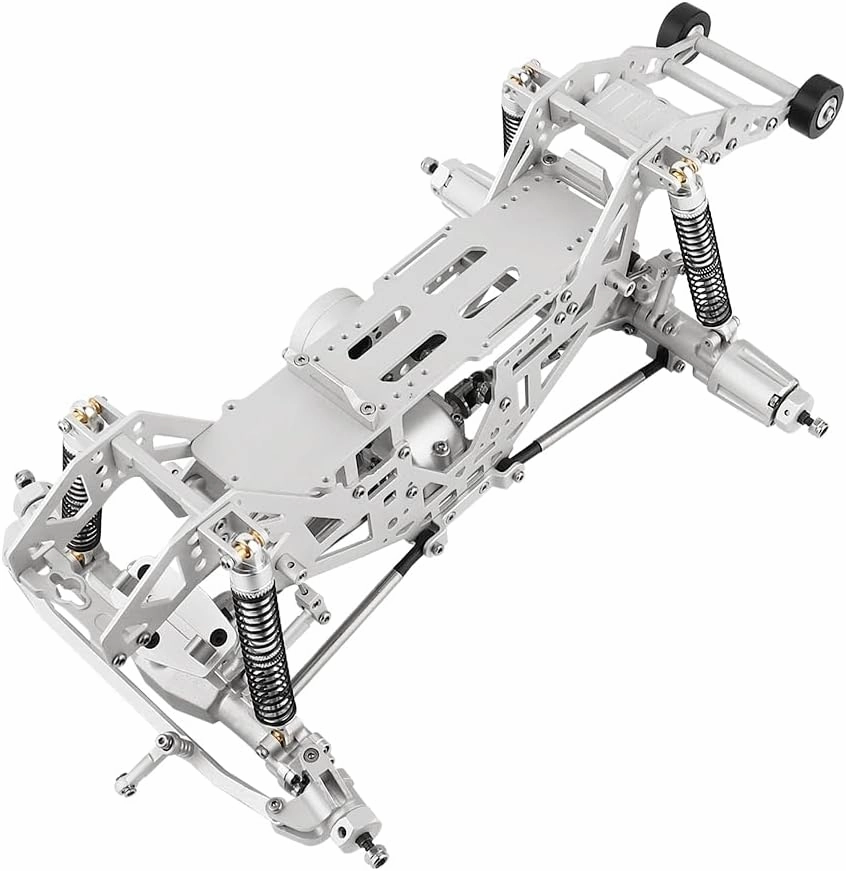 1:18 Metal Upgrade Chassis Frame with Axles Gearbox for RC LOSI Mini LMT 1/18 Digger Monster Truck Brushed RTR LOS01026 Metal Upgrade Parts (Silver)